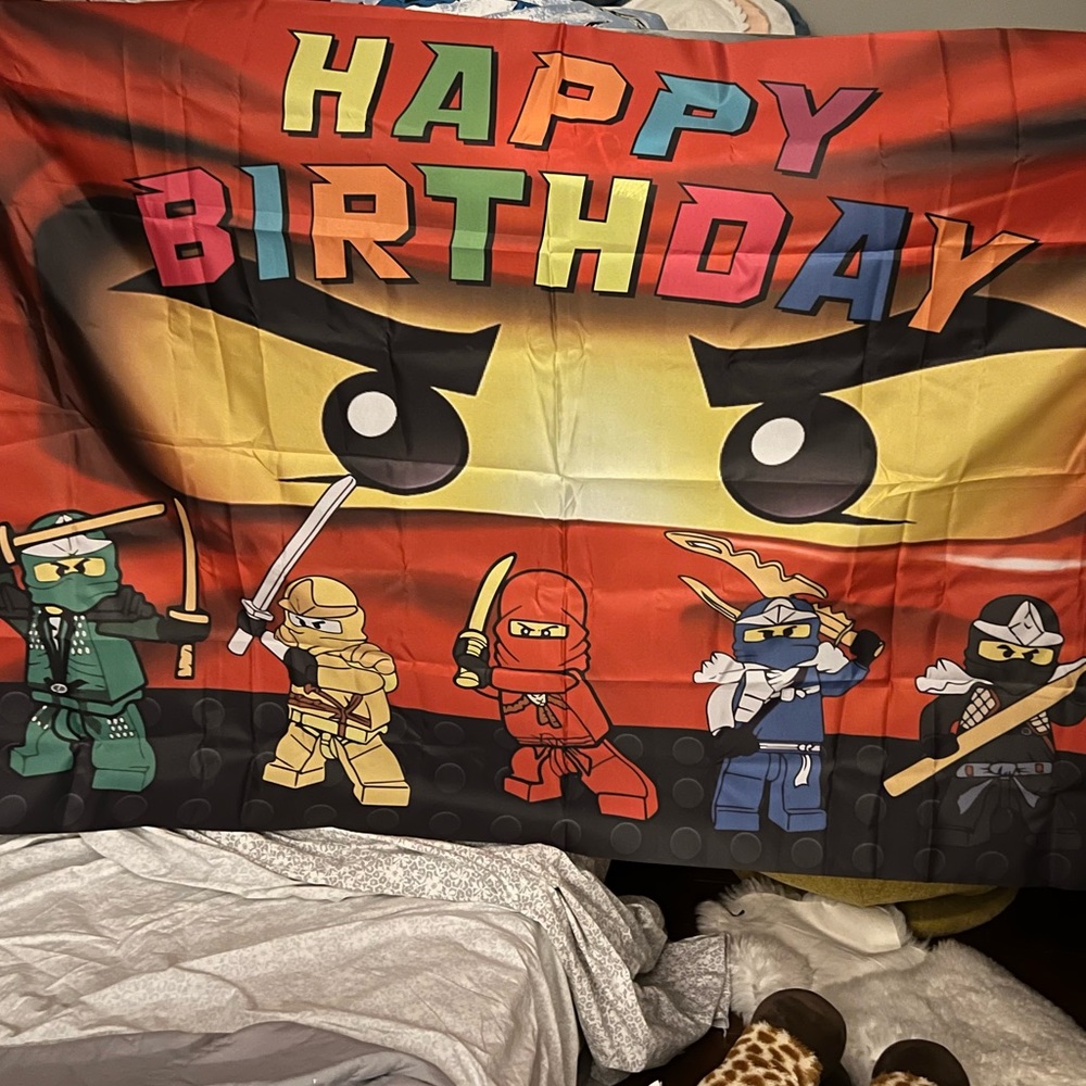 Happy Birthday Backdrop Banner- Lego, Ninjago